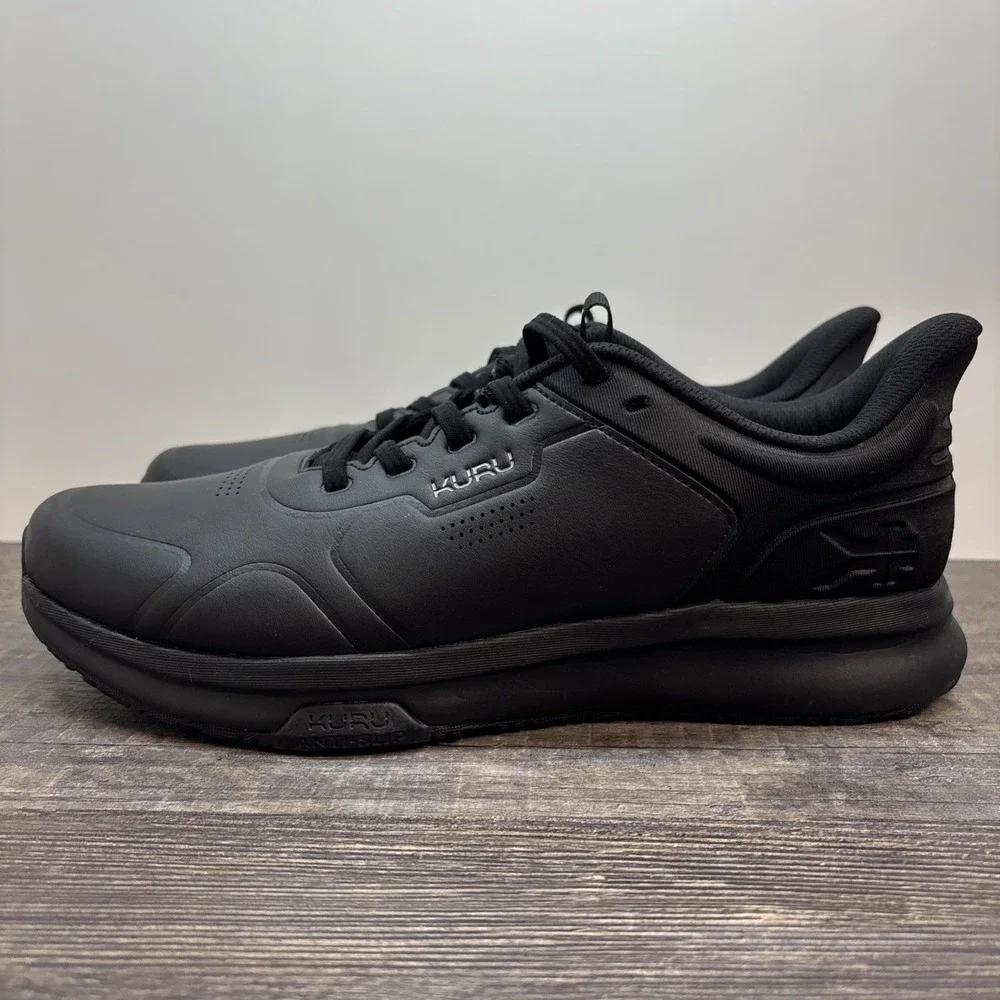 Kuru Shift Men's 12 Sneaker Shoe Jet Black Leather Anti-Slip Walking Work